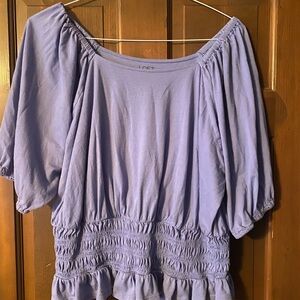 Off the shoulder lavender top LOFT